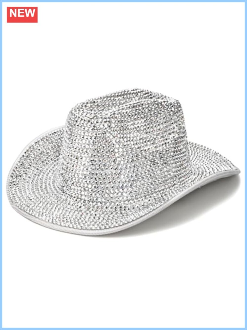 Rhinestone Cowboy Hat Silver Glitter Western Cowgirl Hat for Disco Party